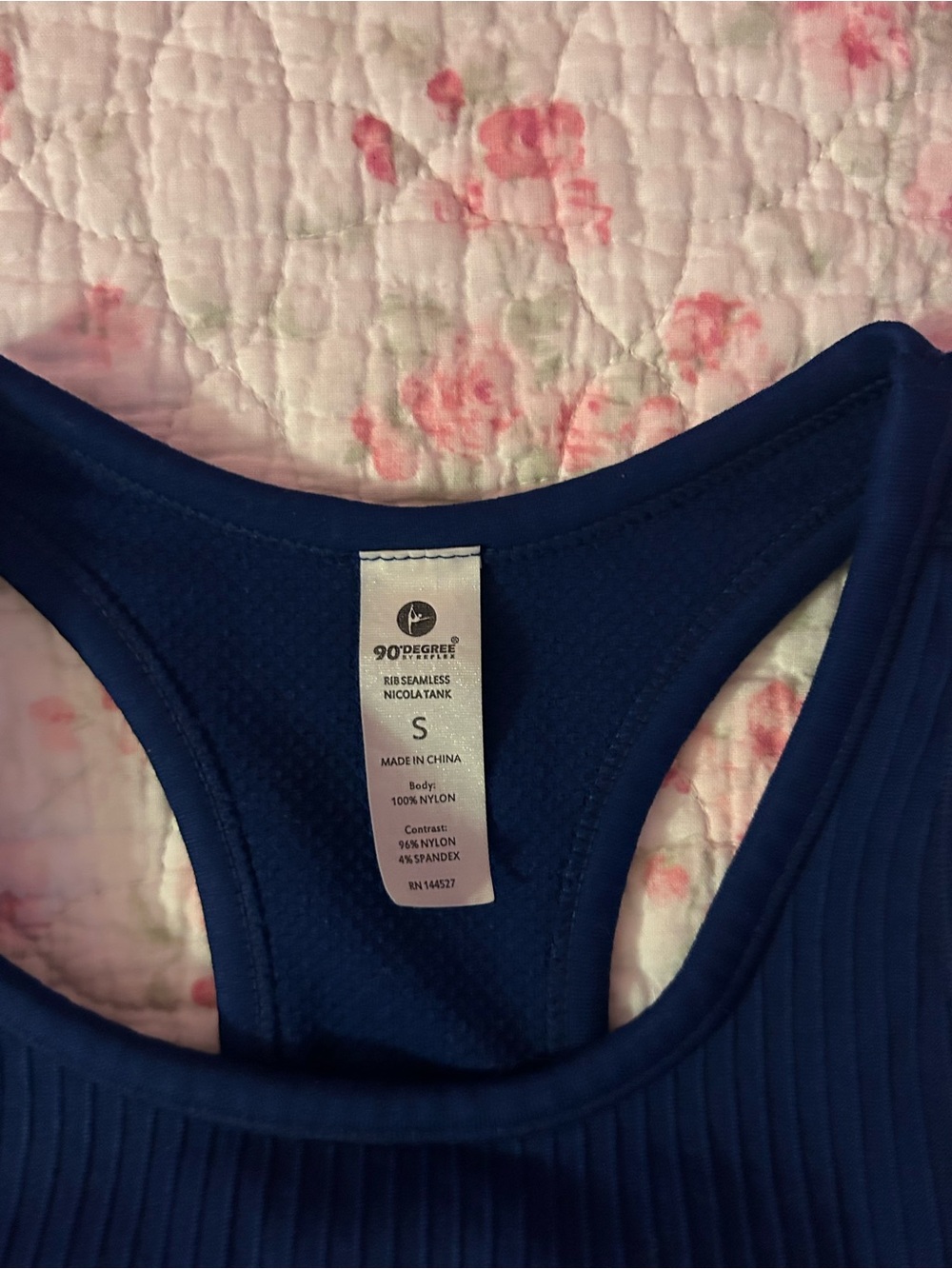 CWomen’s Navy Ribbed Racerback Tank Top - Picture 3 of 3